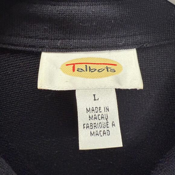 Vintage Talbots Long Sleeve Dress Size L Navy Blue Pleated Modest Button Front - Picture 5 of 7